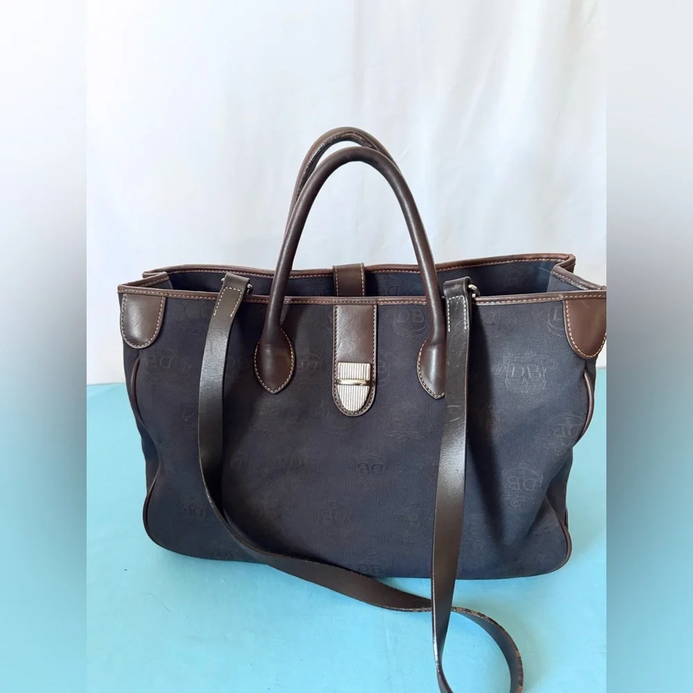 VINTAGE DOONEY & BURK NAVY SIGNATURE SATCHEL/CROSSBODY - Picture 1 of 8